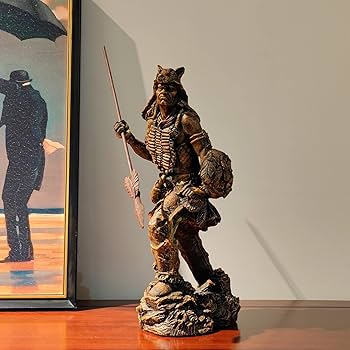 Amazon.co.jp: VINTAGIFT 樹脂製インディアン戦士 槍の像 ネイティブ